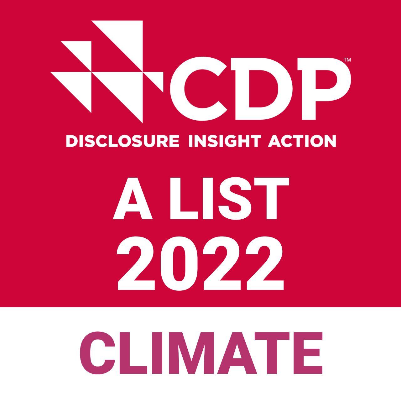 CDP Climate Change 2022 A list logo